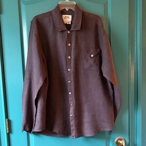 FLAX LINEN SNAP FRONT WOMANS BLOUSE SIZE MEDIUM